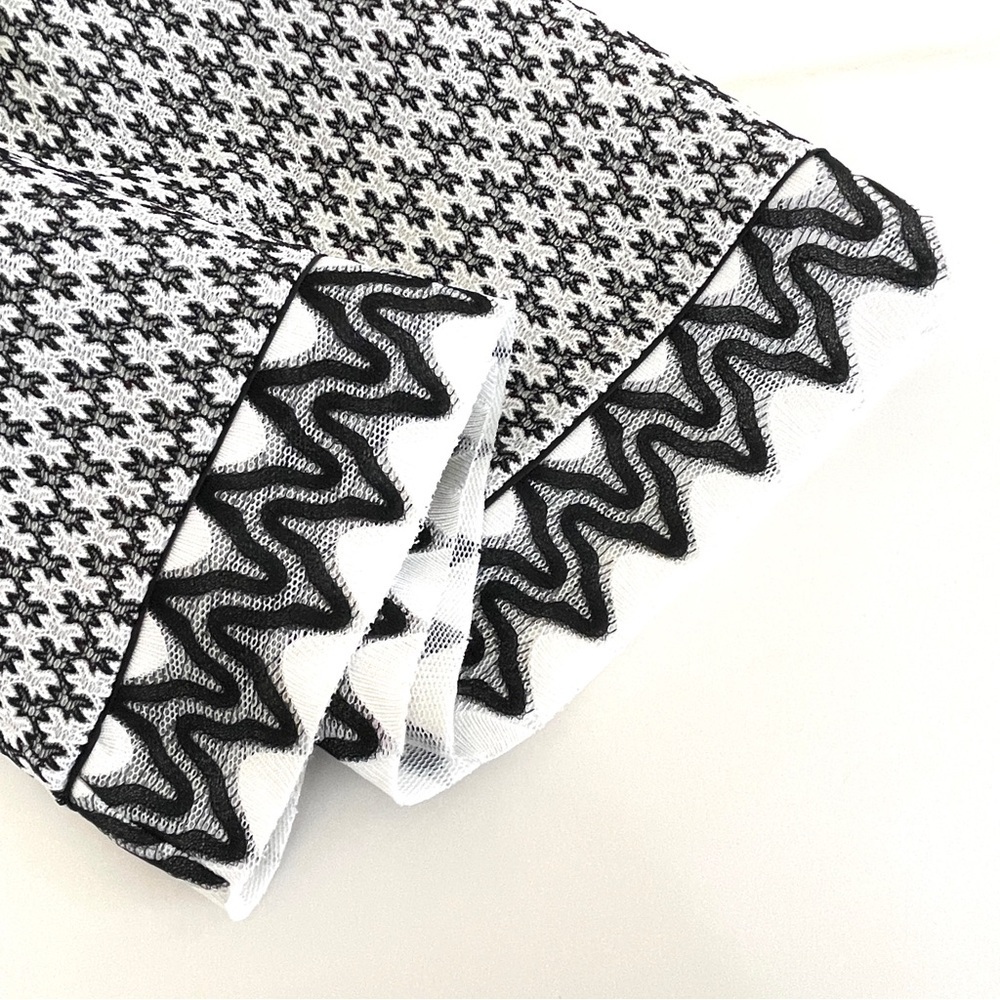 MAJE Josy Pleated Black and White Lace Midi Skirt - Picture 9 of 15